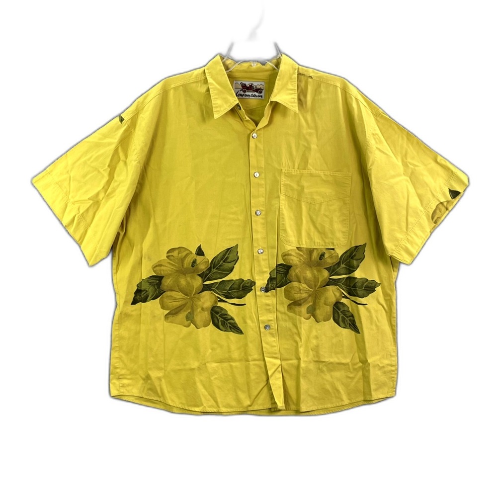 Company Collection Shirt Men XL Yellow Tropical Hawaiian Surf‎ Skate Travel Camp